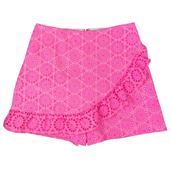 Lilly Pulitzer Faye Skort in Prosecco Pink Neon Geo Eyelet Size 00 Beachy Resort - Picture 1 of 11